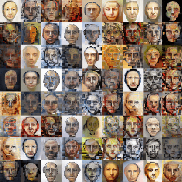 Mosaïque que visage créé par Intelligence artificielle