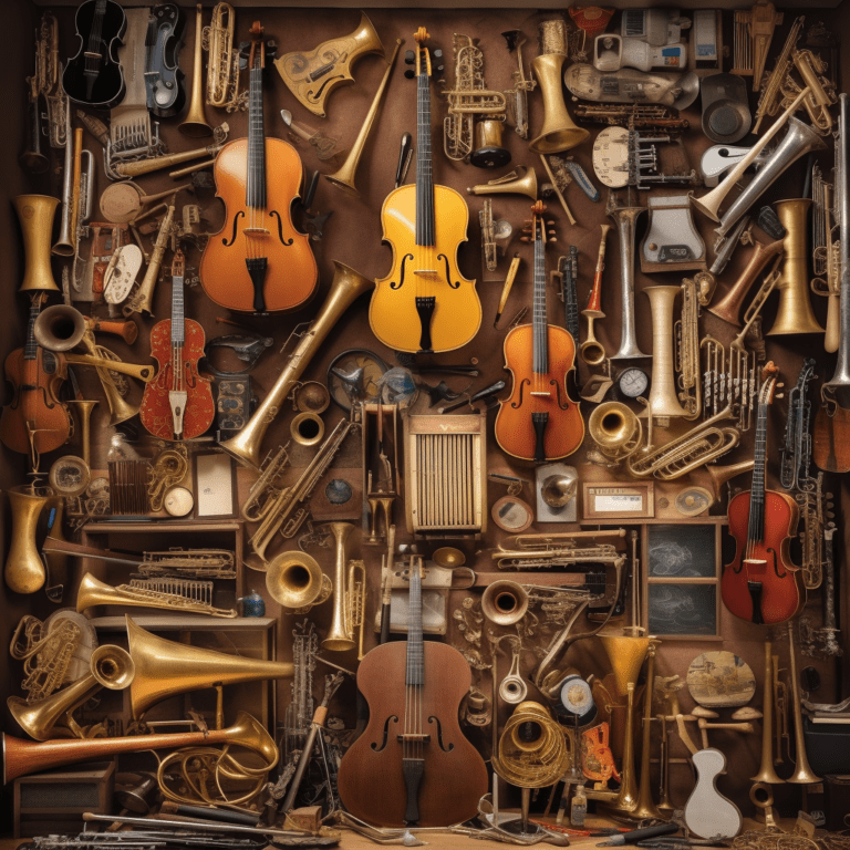 Beaucoup d’instruments posé sur une mur